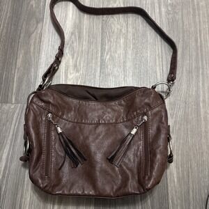 Dark brown leather purse shoulder bag hobo